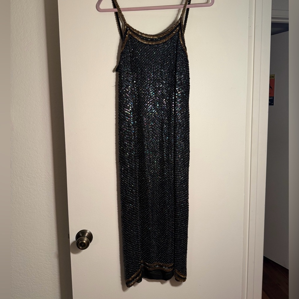 Black and Gold Sequin Dress